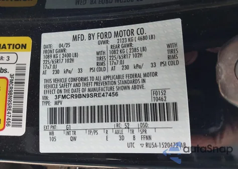 2025 Ford Bronco Sport Big Bend from USA, damaged, VIN 3FMCR9BN9SRE47456